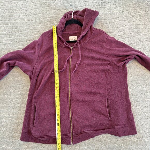 🧥 UGG Full-Zip Hoodie in Heathered Burgundy — Women’s XL - Picture 7 of 7